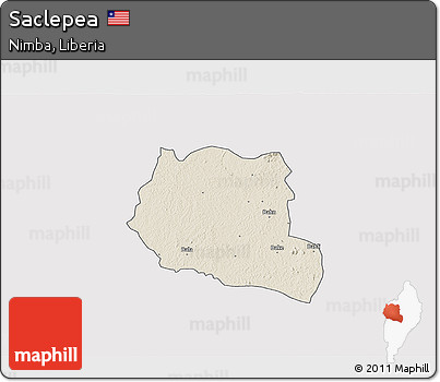 Shaded Relief 3D Map of Saclepea, single color outside