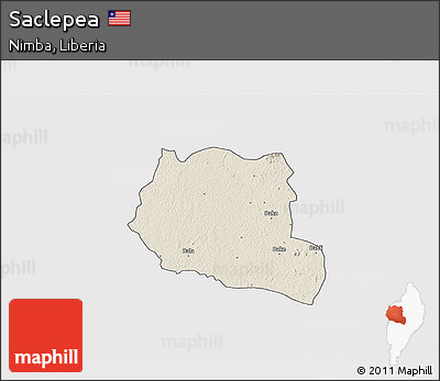 Shaded Relief 3D Map of Saclepea, single color outside