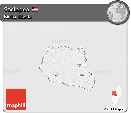 Silver Style 3D Map of Saclepea, single color outside
