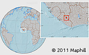 Gray Location Map of Saclepea, within the entire country, hill shading