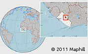 Gray Location Map of Saclepea, highlighted country, within the entire country, hill shading