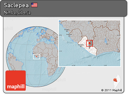 Gray Location Map of Saclepea, highlighted country, highlighted parent region, hill shading