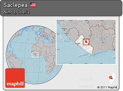Gray Location Map of Saclepea, highlighted country, hill shading