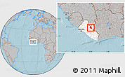 Gray Location Map of Saclepea, highlighted country, hill shading