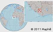 Gray Location Map of Saclepea, highlighted parent region, within the entire country, hill shading