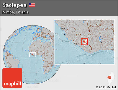 Gray Location Map of Saclepea, highlighted parent region, hill shading
