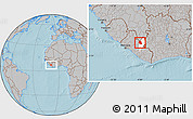 Gray Location Map of Saclepea, highlighted parent region, hill shading