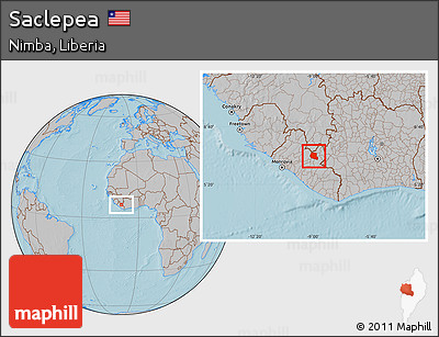 Gray Location Map of Saclepea, hill shading