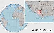 Gray Location Map of Saclepea, hill shading