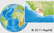 Physical Location Map of Saclepea, highlighted country, within the entire country