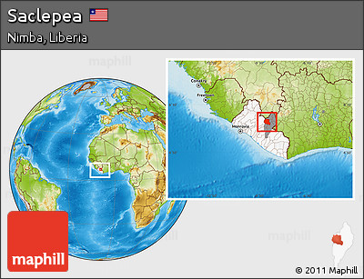Physical Location Map of Saclepea, highlighted country, highlighted parent region, within the entire country