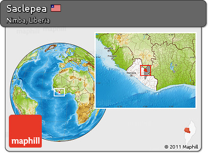 Physical Location Map of Saclepea, highlighted country, highlighted parent region