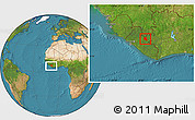 Satellite Location Map of Saclepea, within the entire country