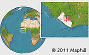 Satellite Location Map of Saclepea, highlighted country, highlighted parent region, within the entire country