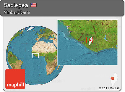 Satellite Location Map of Saclepea, highlighted parent region, within the entire country