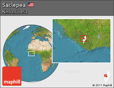Satellite Location Map of Saclepea, highlighted parent region, within the entire country