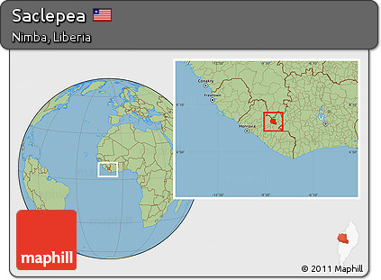 Savanna Style Location Map of Saclepea, within the entire country