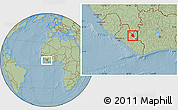 Savanna Style Location Map of Saclepea, within the entire country, hill shading