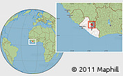Savanna Style Location Map of Saclepea, highlighted country, highlighted parent region, within the entire country