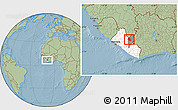 Savanna Style Location Map of Saclepea, highlighted country, highlighted parent region, hill shading