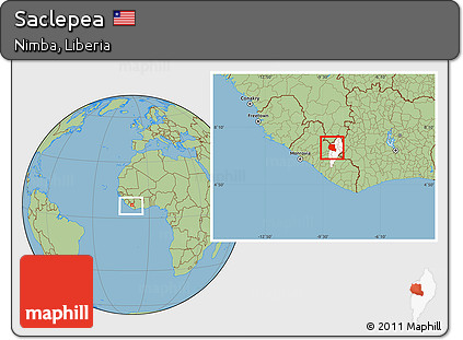 Savanna Style Location Map of Saclepea, highlighted parent region, within the entire country