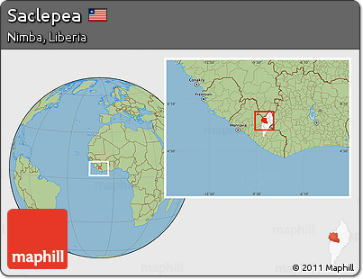 Savanna Style Location Map of Saclepea, highlighted parent region, within the entire country