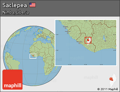 Savanna Style Location Map of Saclepea, highlighted parent region, within the entire country