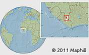 Savanna Style Location Map of Saclepea, highlighted parent region, within the entire country, hill shading