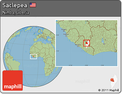 Savanna Style Location Map of Saclepea, highlighted parent region