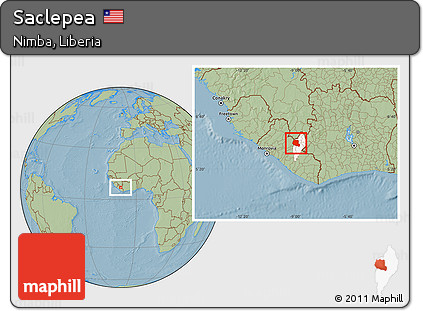 Savanna Style Location Map of Saclepea, highlighted parent region, hill shading