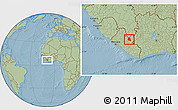 Savanna Style Location Map of Saclepea, hill shading