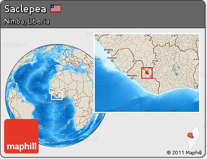 Shaded Relief Location Map of Saclepea