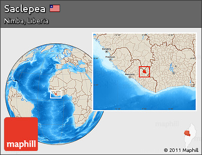 Shaded Relief Location Map of Saclepea