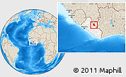 Shaded Relief Location Map of Saclepea, highlighted country, within the entire country