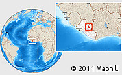 Shaded Relief Location Map of Saclepea, highlighted country