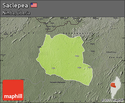 Physical Map of Saclepea, darken, semi-desaturated