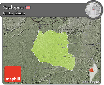 Physical Map of Saclepea, darken, semi-desaturated
