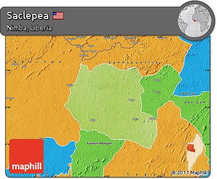 Physical Map of Saclepea, political outside