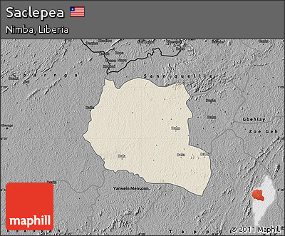 Shaded Relief Map of Saclepea, darken, desaturated