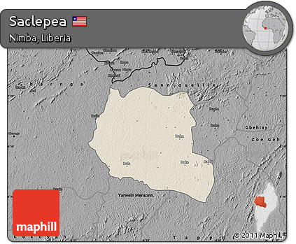 Shaded Relief Map of Saclepea, darken, desaturated