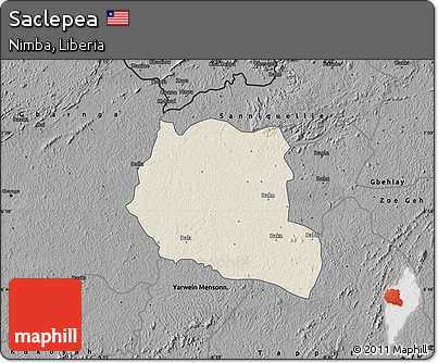 Shaded Relief Map of Saclepea, darken, desaturated
