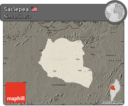 Shaded Relief Map of Saclepea, darken