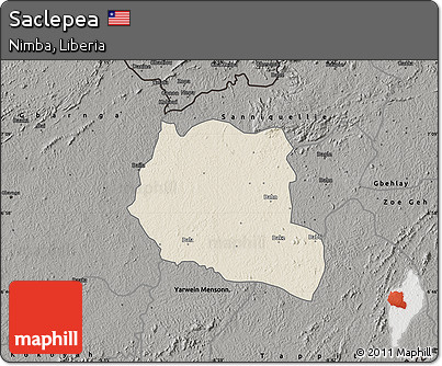 Shaded Relief Map of Saclepea, darken, semi-desaturated