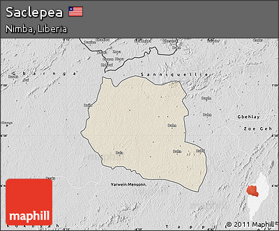 Shaded Relief Map of Saclepea, desaturated