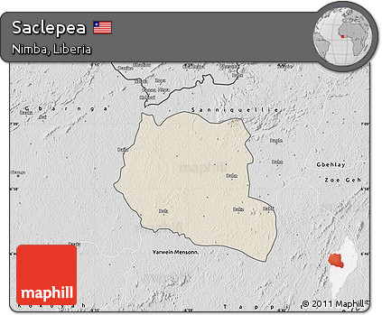 Shaded Relief Map of Saclepea, desaturated