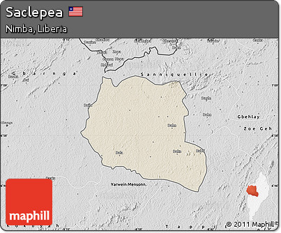 Shaded Relief Map of Saclepea, desaturated