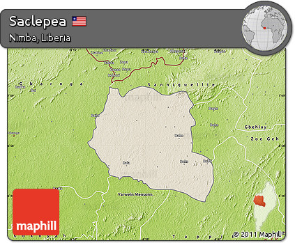 Shaded Relief Map of Saclepea, physical outside