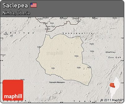 Shaded Relief Map of Saclepea, semi-desaturated