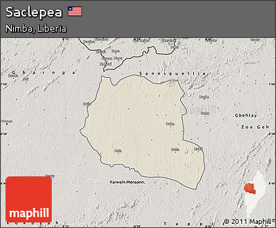 Shaded Relief Map of Saclepea, semi-desaturated