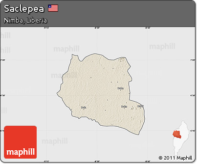 Shaded Relief Map of Saclepea, single color outside